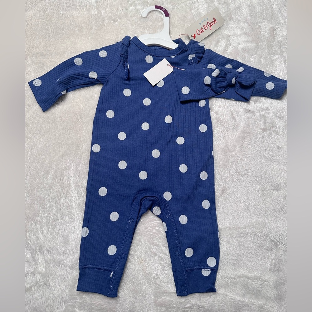 Blue polkadot with headband